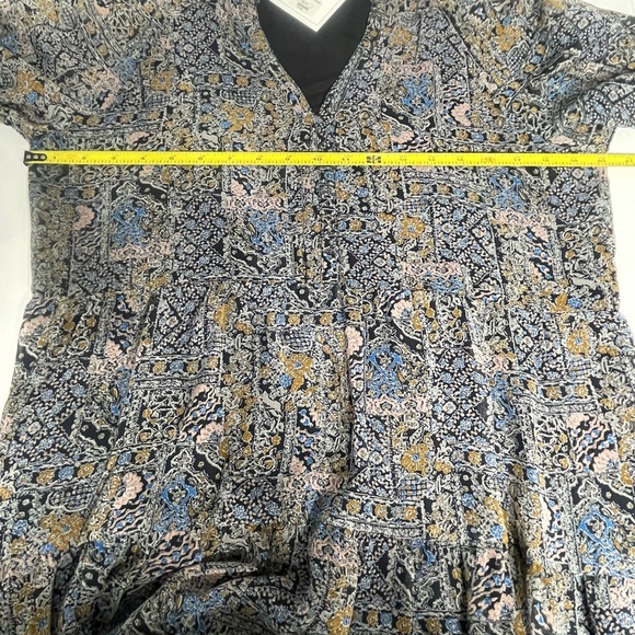 Paisley Chiffon Karlie tier dress. NEW. Size M.Long sleeve midi. Black blue gray - Picture 11 of 15